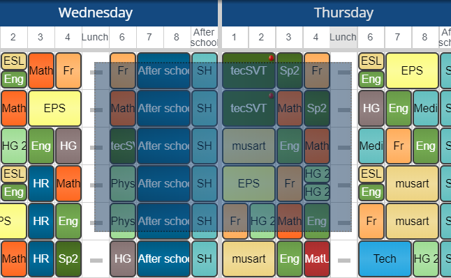 simple automatic timetable chart